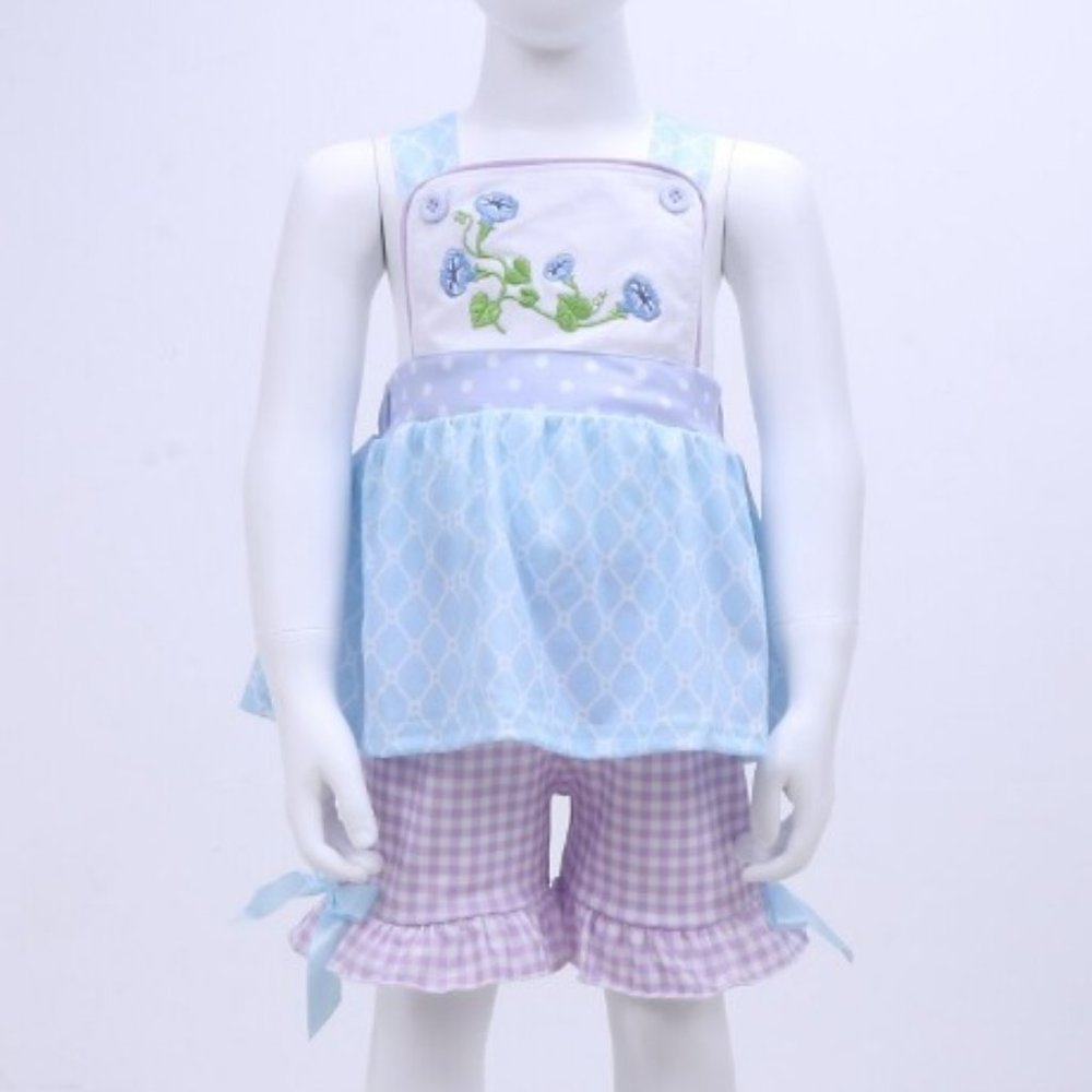 Boutique Girls Flower Tunic Dress & Ruffle Shorts Outfit - Picture 6 of 7